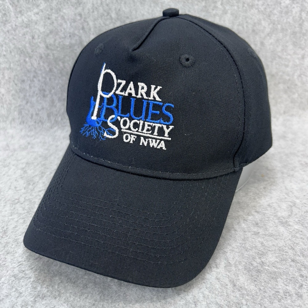Ozark Blues Society Mens Black Port & Company Hat Adjustable Strap OSFM